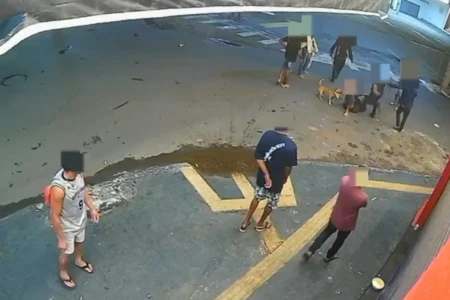 Vítima sendo linchada e atacada por cão - (Foto: reprodução/PM)