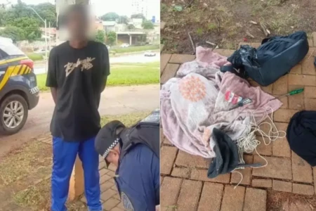 Suspeito foi preso ainda em posse dos fios - (Foto: divulgação/GCM)