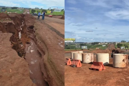Imagem mostra erosão que demandou ação emergencial na região