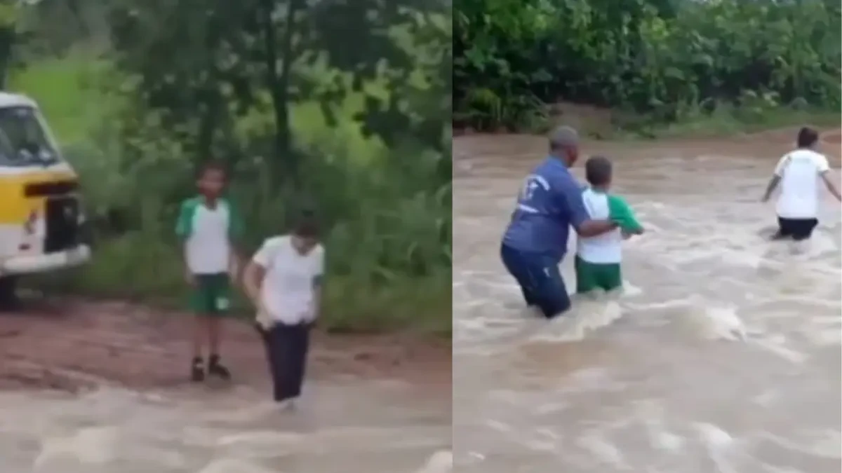 Crixás x alunos x corrego