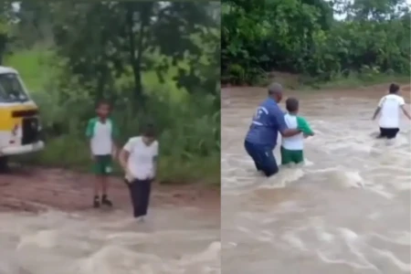 Crixás x alunos x corrego