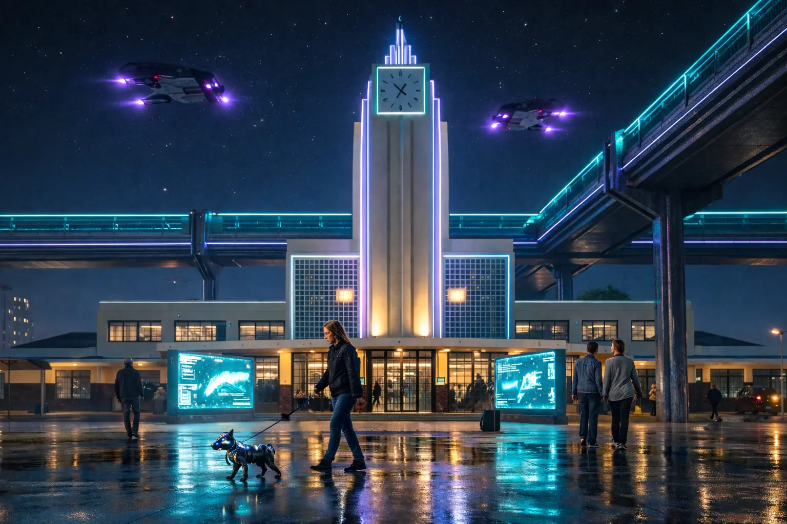 Carros voadores e Mutirama tecnológico: IA recria imagens de Goiânia futurista 10 estação