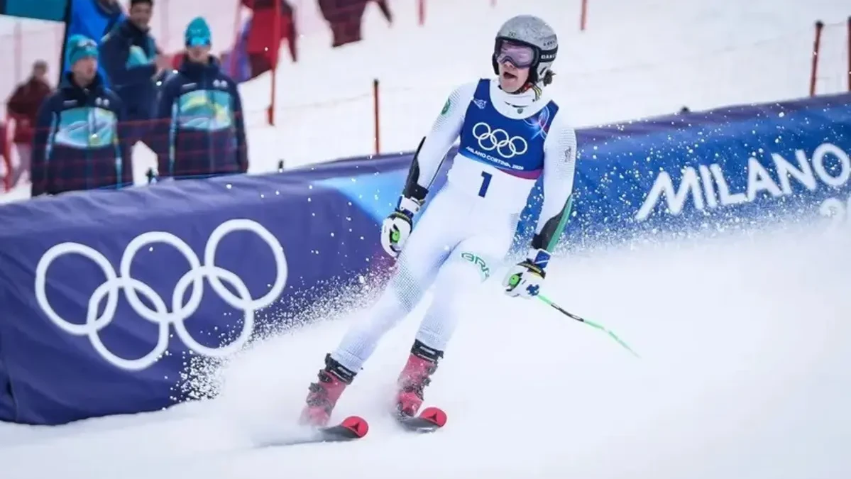 Lucas Pinheiro Braathen durante disputa dos Jogos Olímpicos de Inverno