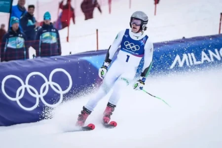 Lucas Pinheiro Braathen durante disputa dos Jogos Olímpicos de Inverno