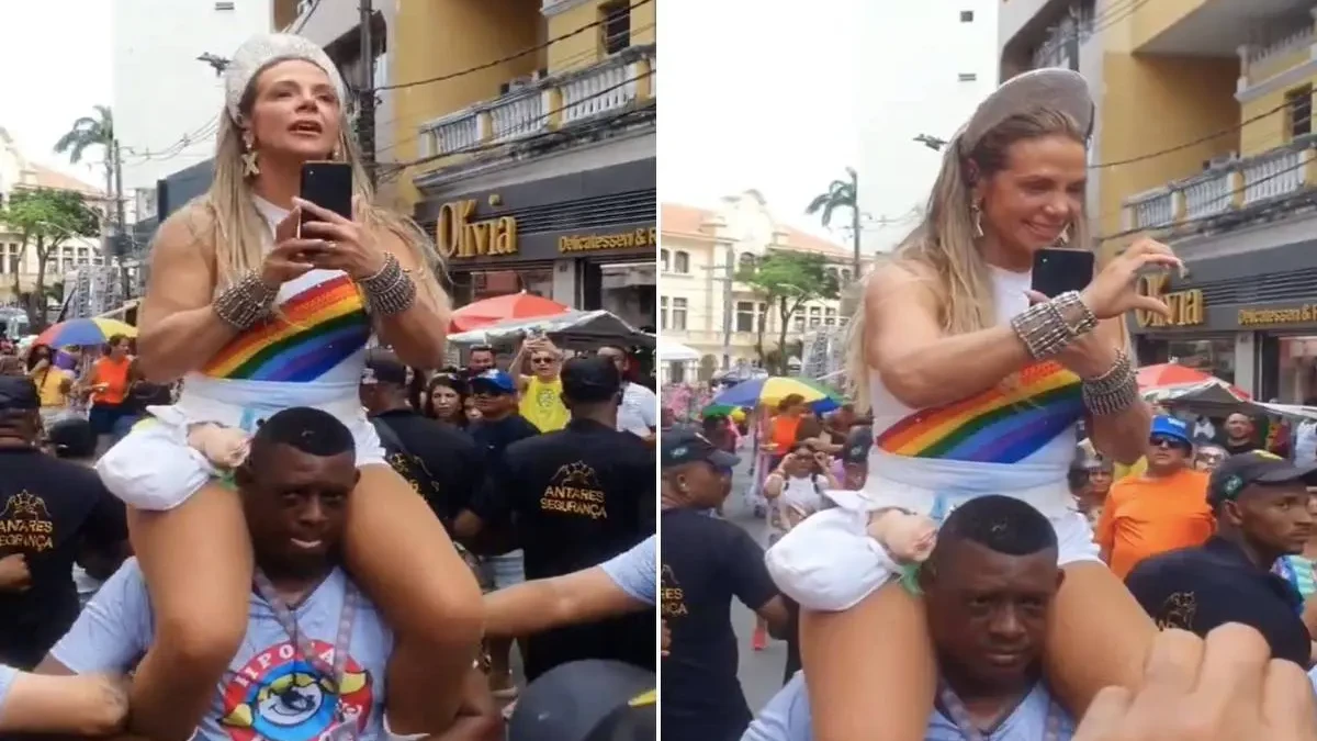 Carla Perez pede desculpas após ser acusada de racismo ao subir nos ombros de segurança negro Cena aconteceu no Carnaval de Salvador