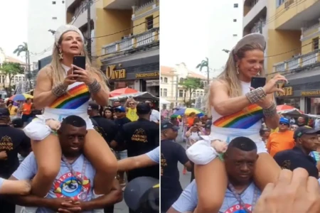Carla Perez pede desculpas após ser acusada de racismo ao subir nos ombros de segurança negro Cena aconteceu no Carnaval de Salvador