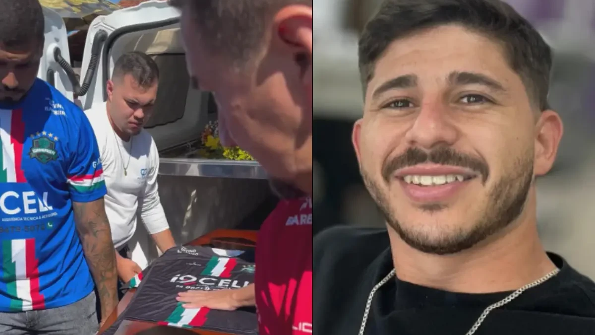 Uniforme de time de futebol cobriu caixão de rapaz que morreu na GO-060 (Foto: Reprodução)