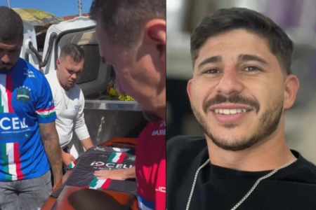 Uniforme de time de futebol cobriu caixão de rapaz que morreu na GO-060 (Foto: Reprodução)