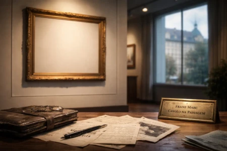 Foto: quadro de US$ 36 milhões é disputado por herdeiros de refugiado de Hitler no Brasil Pintura 'Horse in Landscape' é de Franz Marc