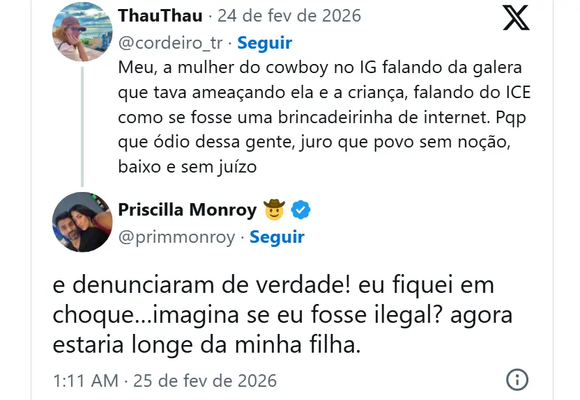 BBB 26: Esposa de Alberto Cowboy reage a ameaças de deportação: ‘Acionei a Justiça’ 3 image 1 BBB 26: Esposa de Alberto Cowboy reage a ameaças de deportação: ‘Acionei a Justiça’