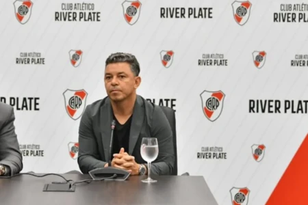 Marcelo Gallardo em coletiva no River Plate