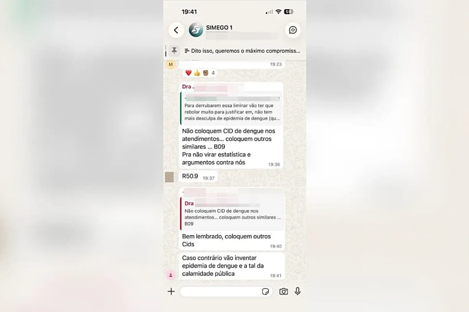 Imagem da conversa por aplicativo