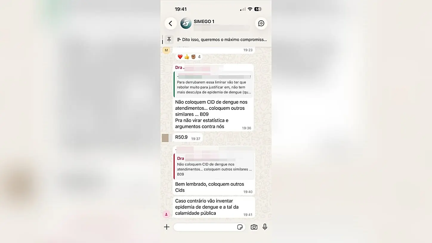 Imagem da conversa por aplicativo