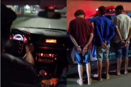 'Nóis é doido': adolescentes pegam carro escondido do pai e acabam na delegacia em Aparecida (Foto: Reprodução)