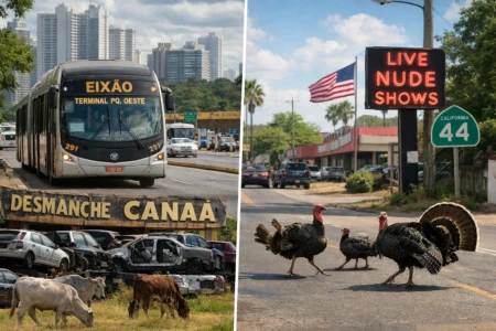 goiano semelhanças entre Estados Unidos e Goiânia vídeo Posts mostram "Eixão" dos EUA e Perus soltos na rua: "Em Goiânia é vaca"
