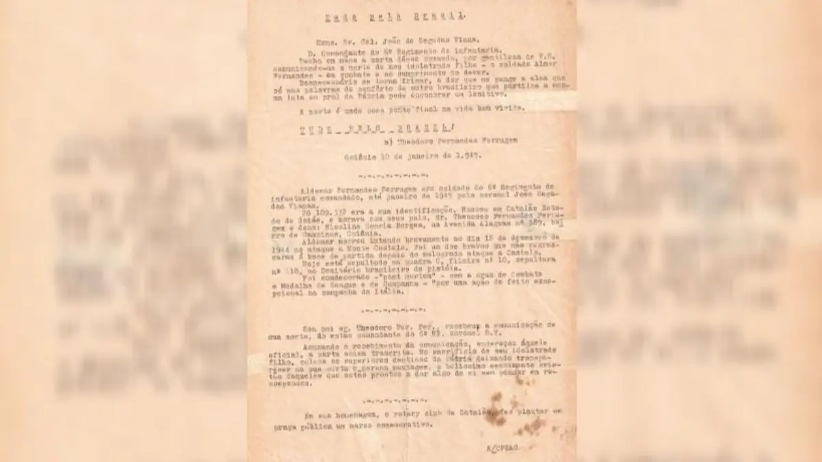 Carta escrita pelo pai de adereçada endereça à coronel - (Foto: Museu Histórico Municipal Cornélio Ramos)