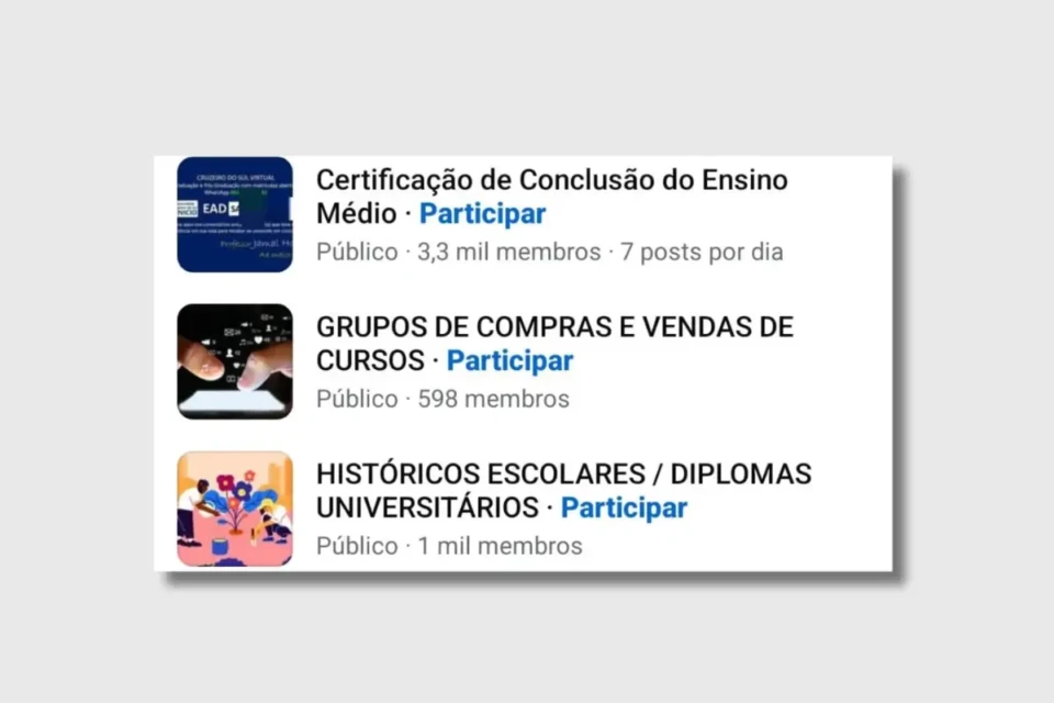 Grupos anunciam venda de diplomas falsos - (Foto: Pedro Moura/Redes sociais)