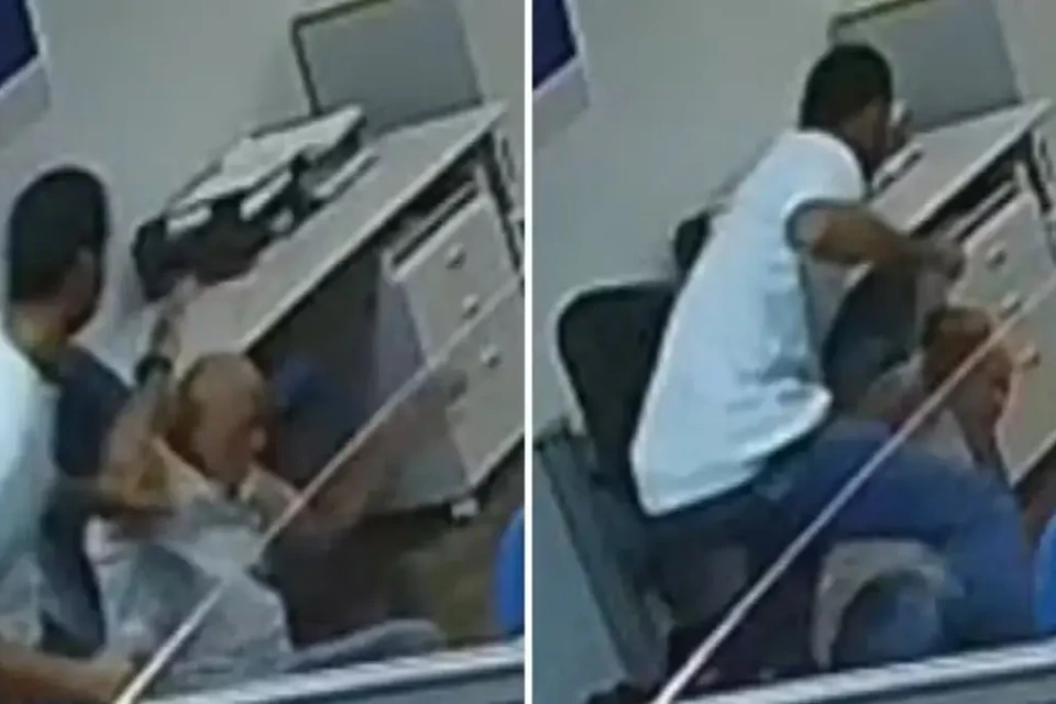 Imagem mostra momento da agressão contra servidor do INSS