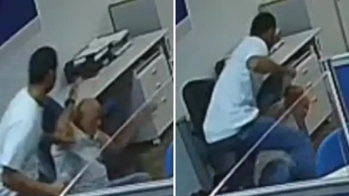 Imagem mostra momento da agressão contra servidor do INSS