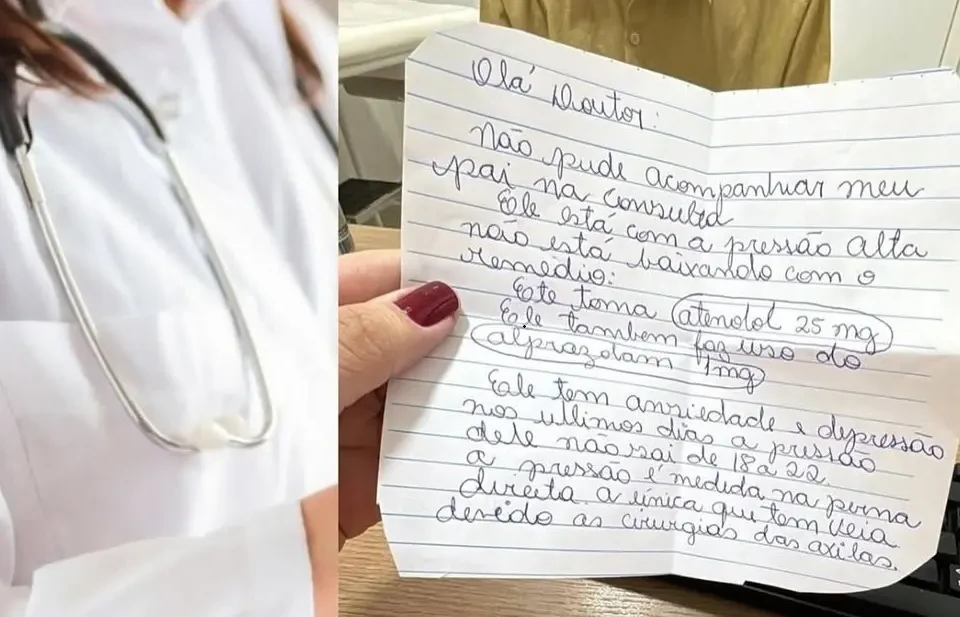Médica de Catalão viraliza após responder bilhete de filha de paciente na UPA Resposta escrita à mão emocionou nas redes