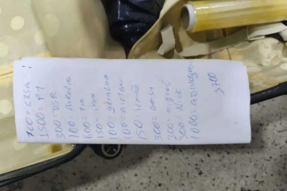 Imagem do material encontrado no apartamento