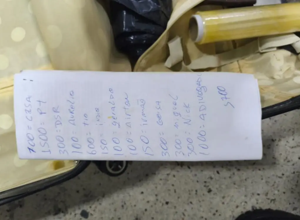 Imagem do material encontrado no apartamento