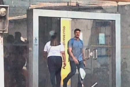 Breno Chaves Pinto foi flagrado deixando agência de banco — Foto: Reprodução