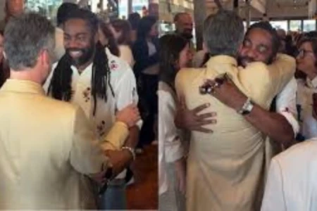 Encontro dos atores Lázaro Ramos e Wagner Moura no aeroporto de Los Angeles