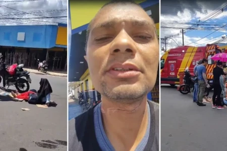 Imagem mostra motociclistas que foram atingidos por fio solto