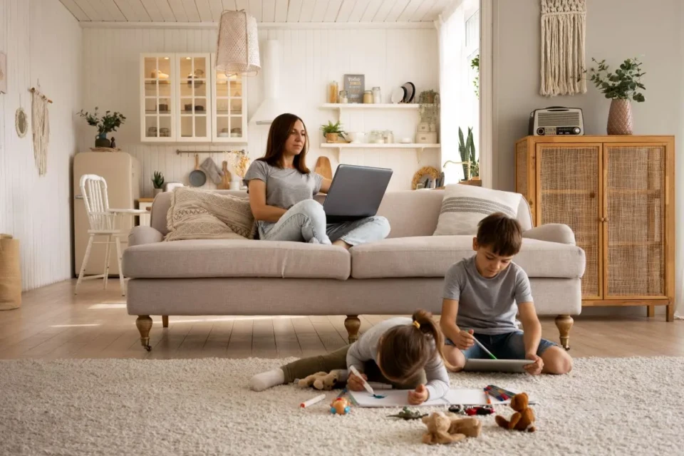 Mãe e filhos