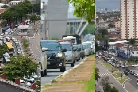 Imagem mostra congestionamentos em diferentes pontos da capital