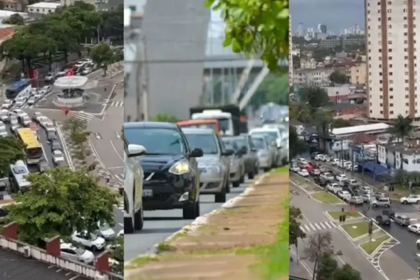 Imagem mostra congestionamentos em diferentes pontos da capital