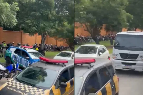 Imagem mostra ação da PMGO neste sábado