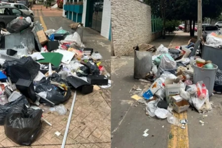 Lixo caído na calçada - (Foto: material cedido ao Mais Goiás)