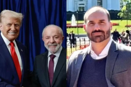 Eduardo e Flávio Bolsonaro pressionam governo Trump a classificar PCC e CV como terroristas, diz NYT (Fotos: Divulgação)