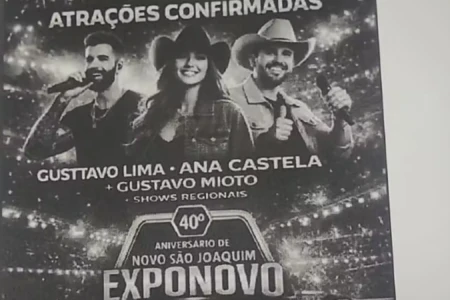 Cartaz de divulgação de show com Gusttavo Lima, Ana Castela e Gustavo Mioto