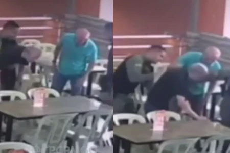 Imagem mostra momento em que homem é socorrido por policiais militares