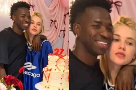 Cara fechada de Virginia em festa surpresa reforça rumor de crise com Vini Jr. Influenciadora celebração 27 anos semblante viralizou