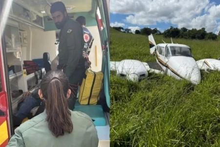 Idoso foi transferido para o Hugol após avião fazer pouso de emergência em Trindade