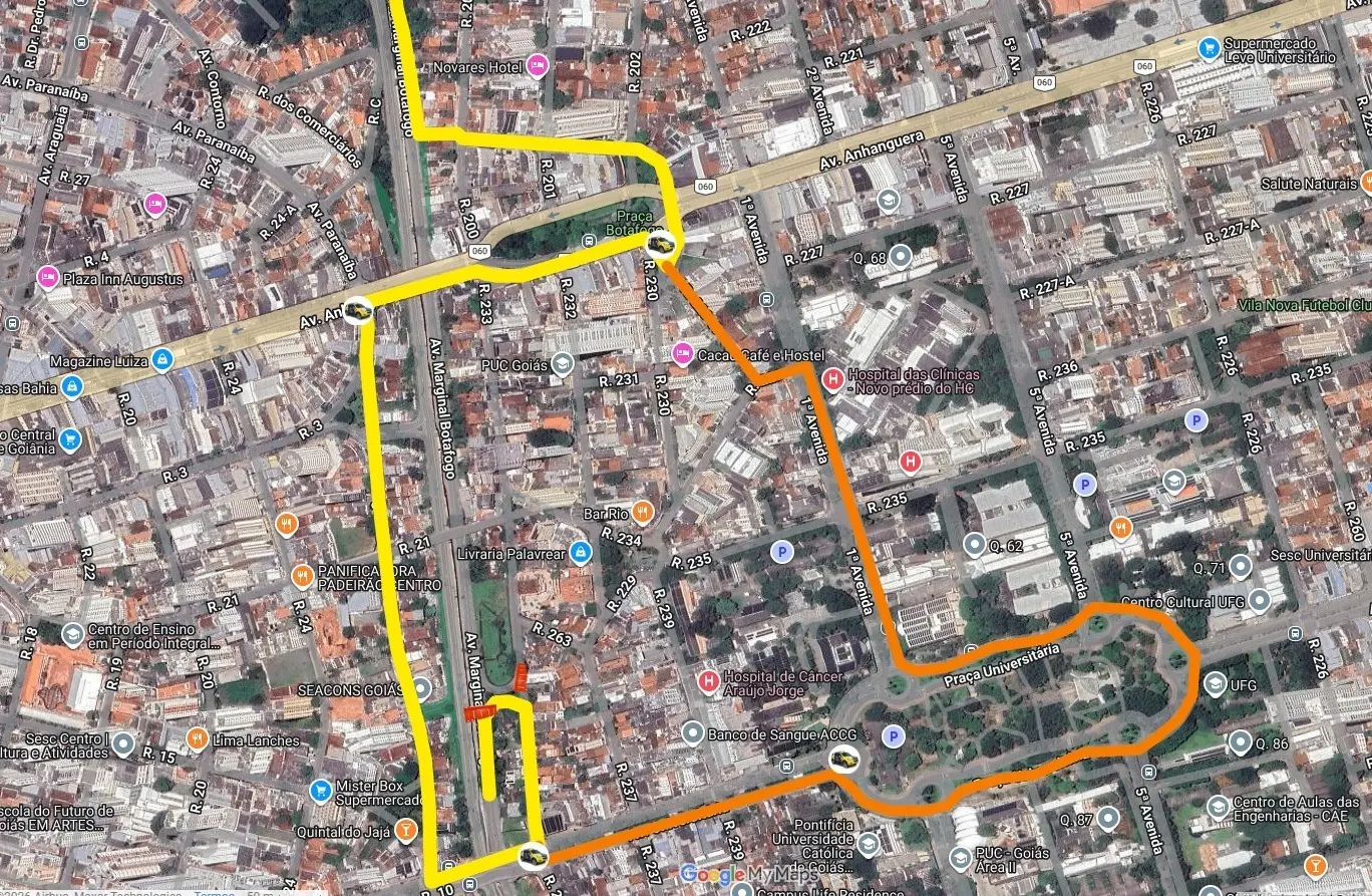 Mapa com sugestão de rotas alternativas para obras na Marginal Botafogo (Foto: Prefeitura de Goiânia)