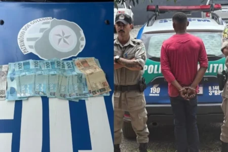 Dinheiro foi recuperado com suspeito preso - (Foto: reprodução/PM)