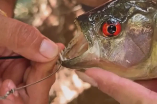 Turistas alertam para presença de piranhas em lago de Caldas Novas (Foto: Reprodução)