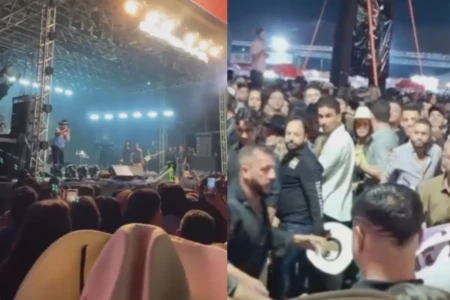 Brigas atrapalham show de Nattanzinho na Expotrin 2026 (Foto: Reprodução)
