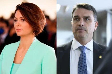 Michelle e Flávio Bolsonaro selam paz após seis meses rompidos (Fotos: Presidência da República e Agência Senado)