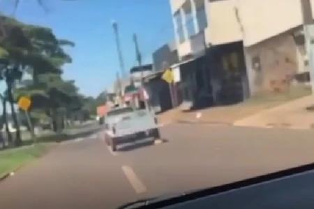 Imagem do animal sendo arrastado