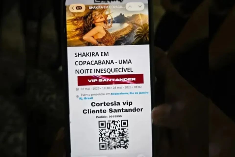 Homem lucra R$ 6 mil com ingressos falsos para o show da Shakira no Rio e é preso