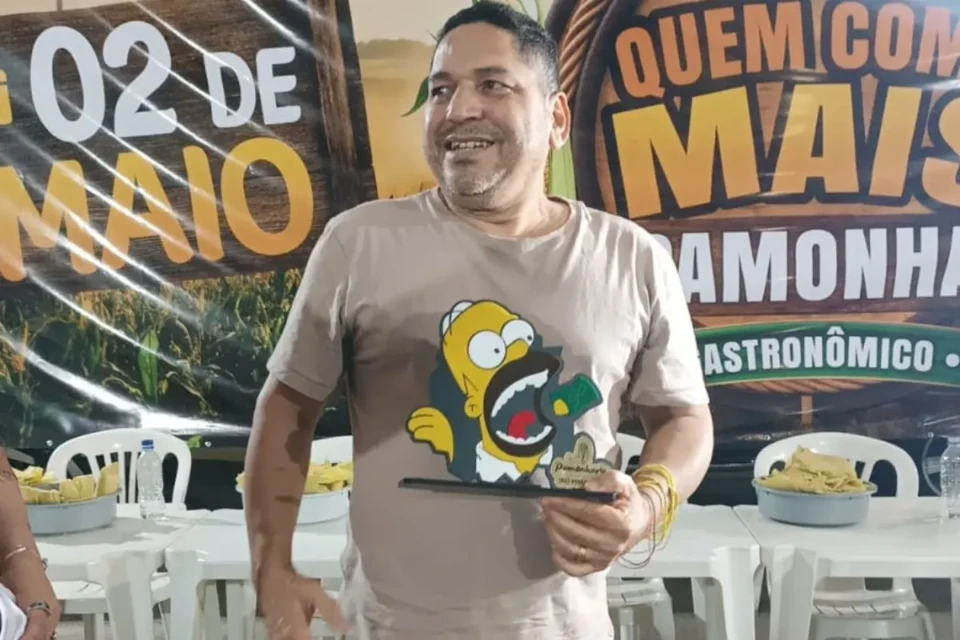 'Poderia ter sido mais', diz campeão de torneio de quem come mais pamonha em Anápolis (Foto cedida ao Mais Goiás)