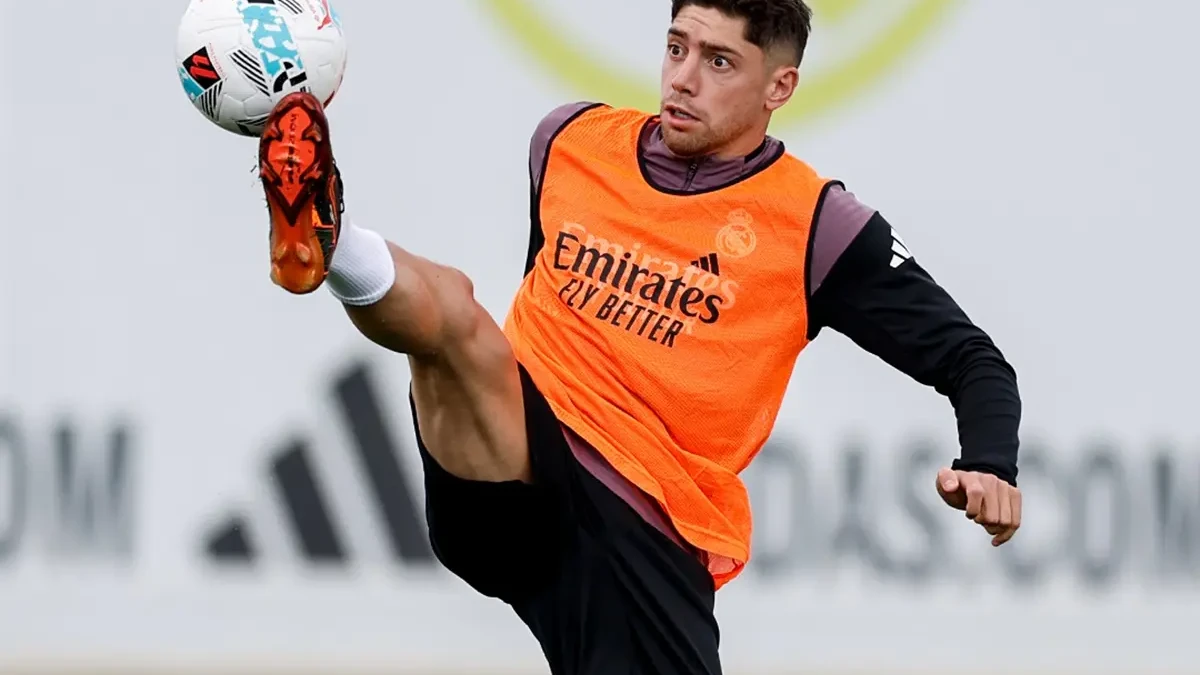 Valverde durante treino do Real Madrid
