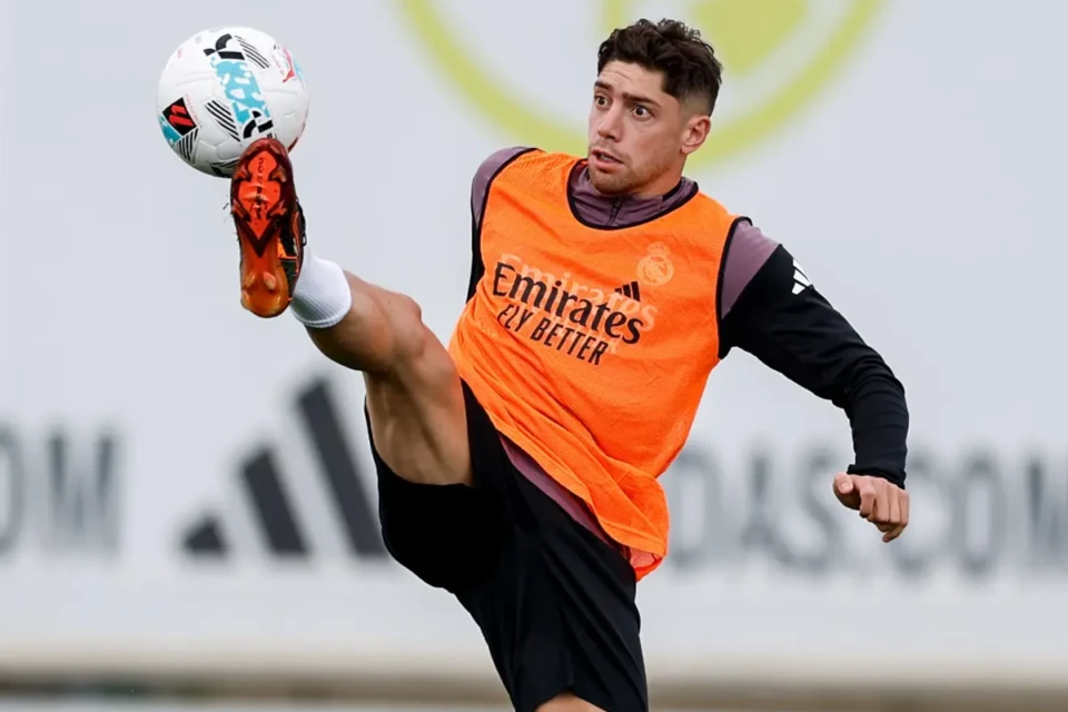Valverde durante treino do Real Madrid