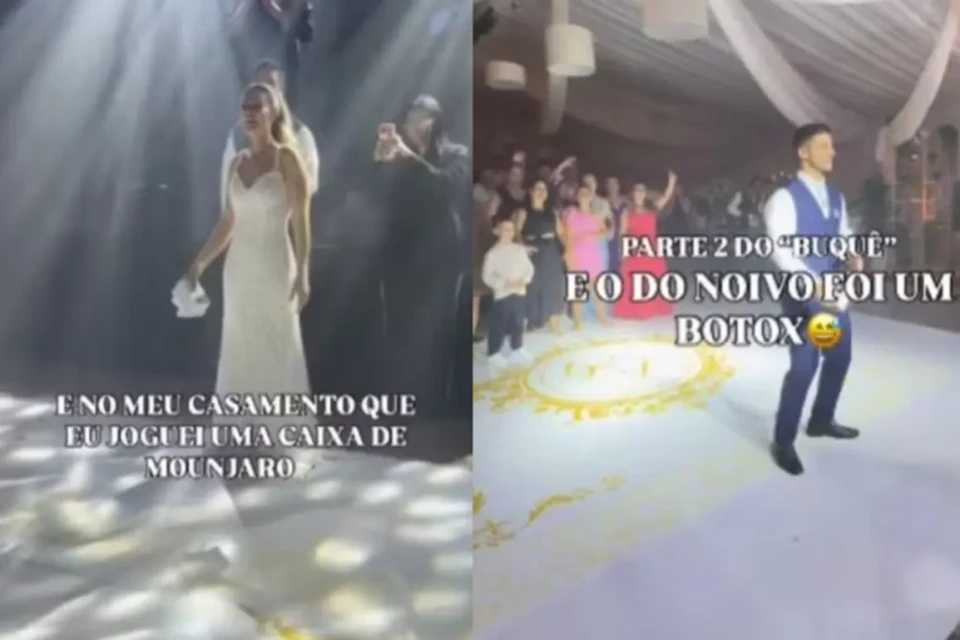 Vídeo: noiva troca buquê de flores por caixa de Mounjaro; noivo jogou botox Cena viralizou nas redes sociais